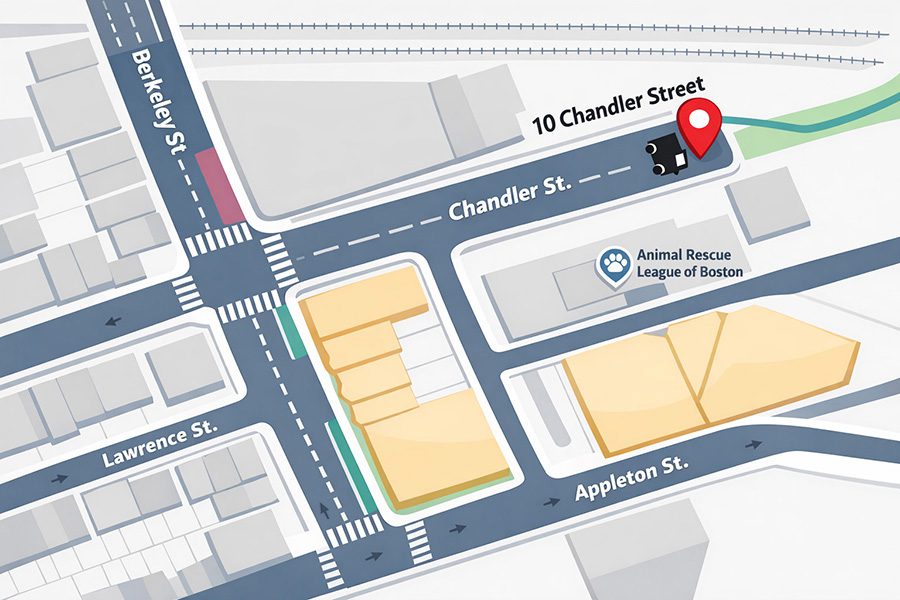 Map graphic showing 10 Chandler st