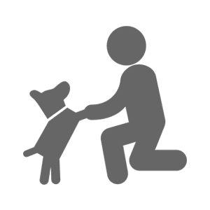 icon of a person kneeling down with a dog