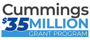 Text logo for Cummings $35 Million Grant Program. "Cummings" in black, "$35 Million" in bold blue, "Grant Program" in light blue beneath.